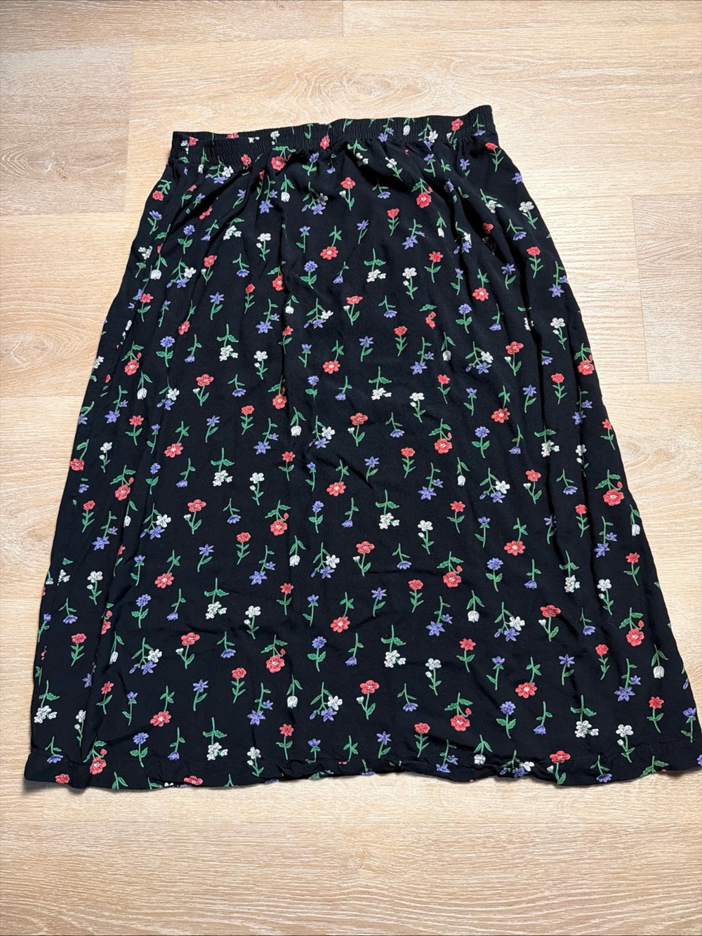 Vintage 90s Blair Black Floral Maxi Skirt Cottagecore Whimsigoth Grunge Fairy L